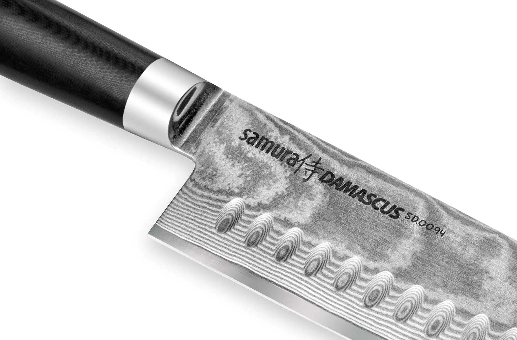 Precision Knives Samura Damascus Santoku Knife blade close up