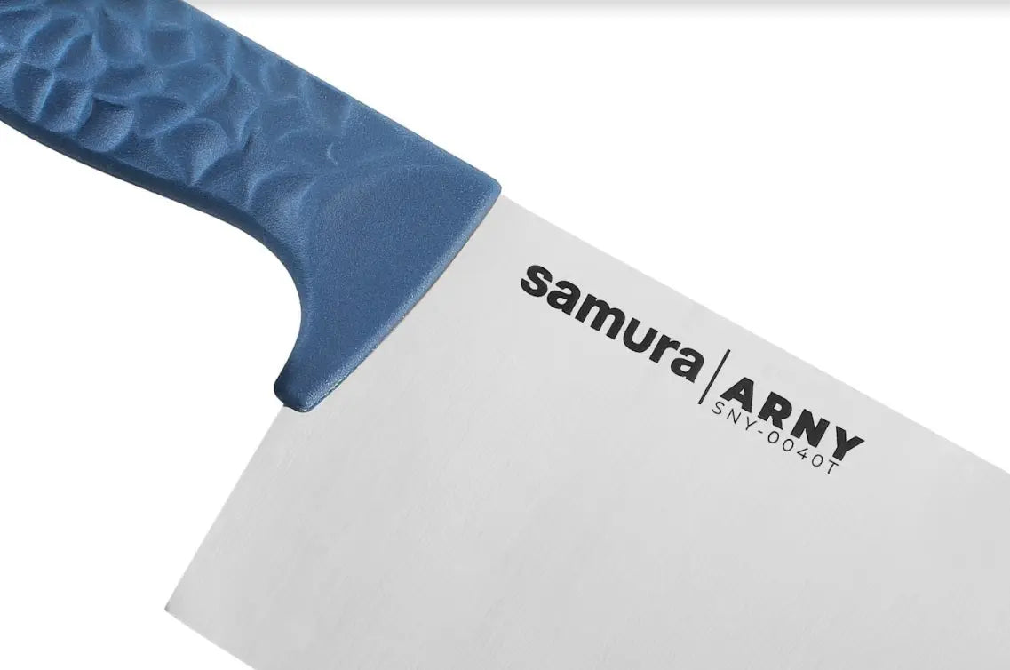 Precision Knives Samura Arny Blue Handle against white background
