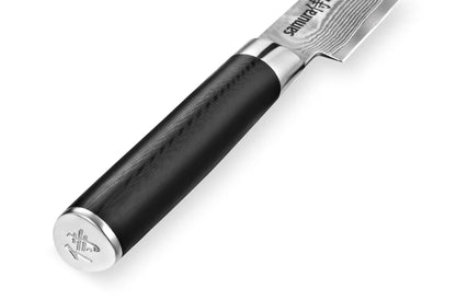 Precision Knives Samura Damascus utility Knife handle close up