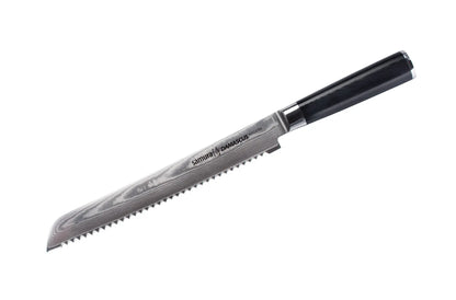 Precision Knives Samura Damascus Bread Knife against white background