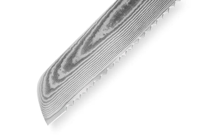 Precision Knives Samura Damascus Bread Knife close up of blade