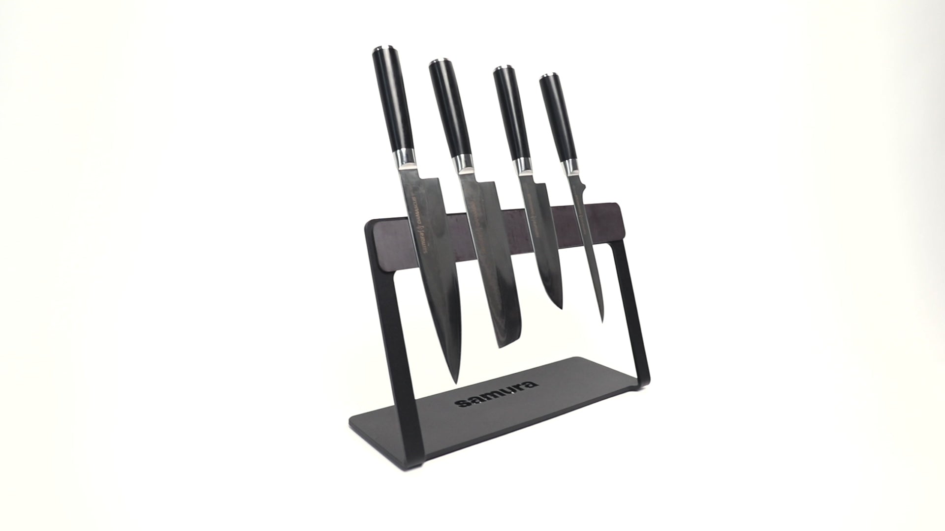 Video Showing Damascus range of knives stores on Samura Road Block Knife Block