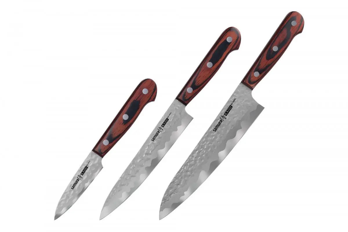 Samura KAIJU Set of 3 kitchen knives: Paring knife, Utility knife, Chef's knife - Norvic Knives
