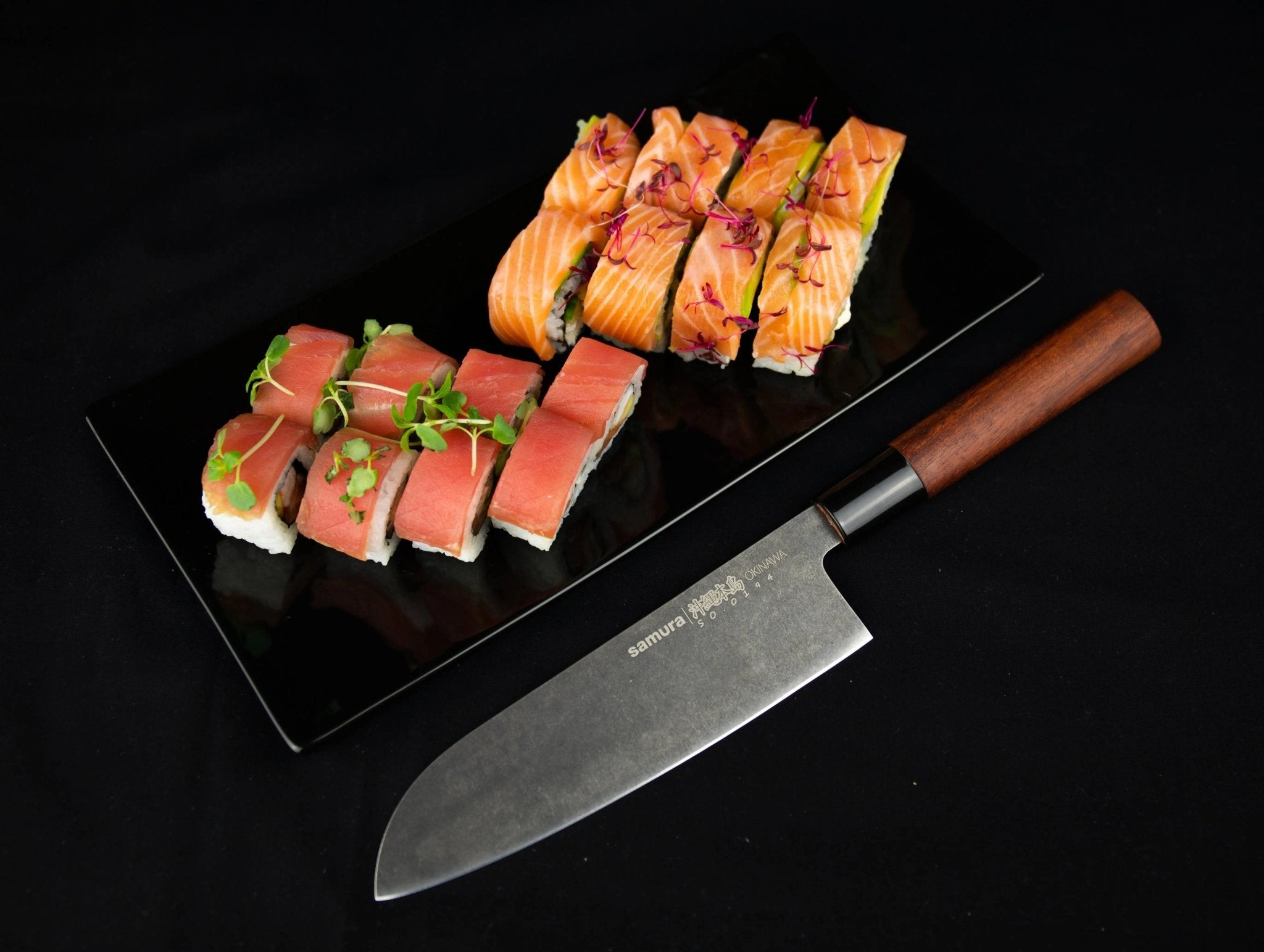 Samura OKINAWA Stonewash Santoku knife - Norvic Knives