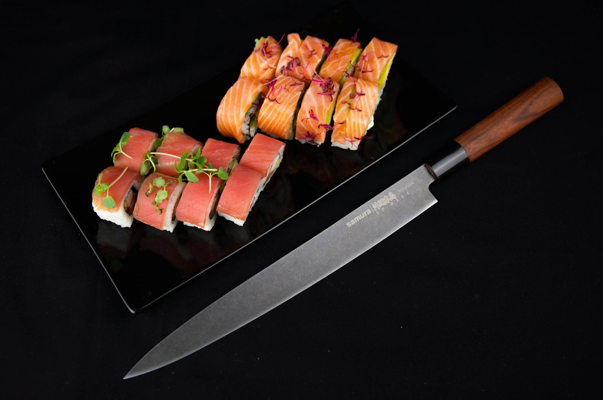 Samura OKINAWA Stonewash Yanagiba knife - Norvic Knives
