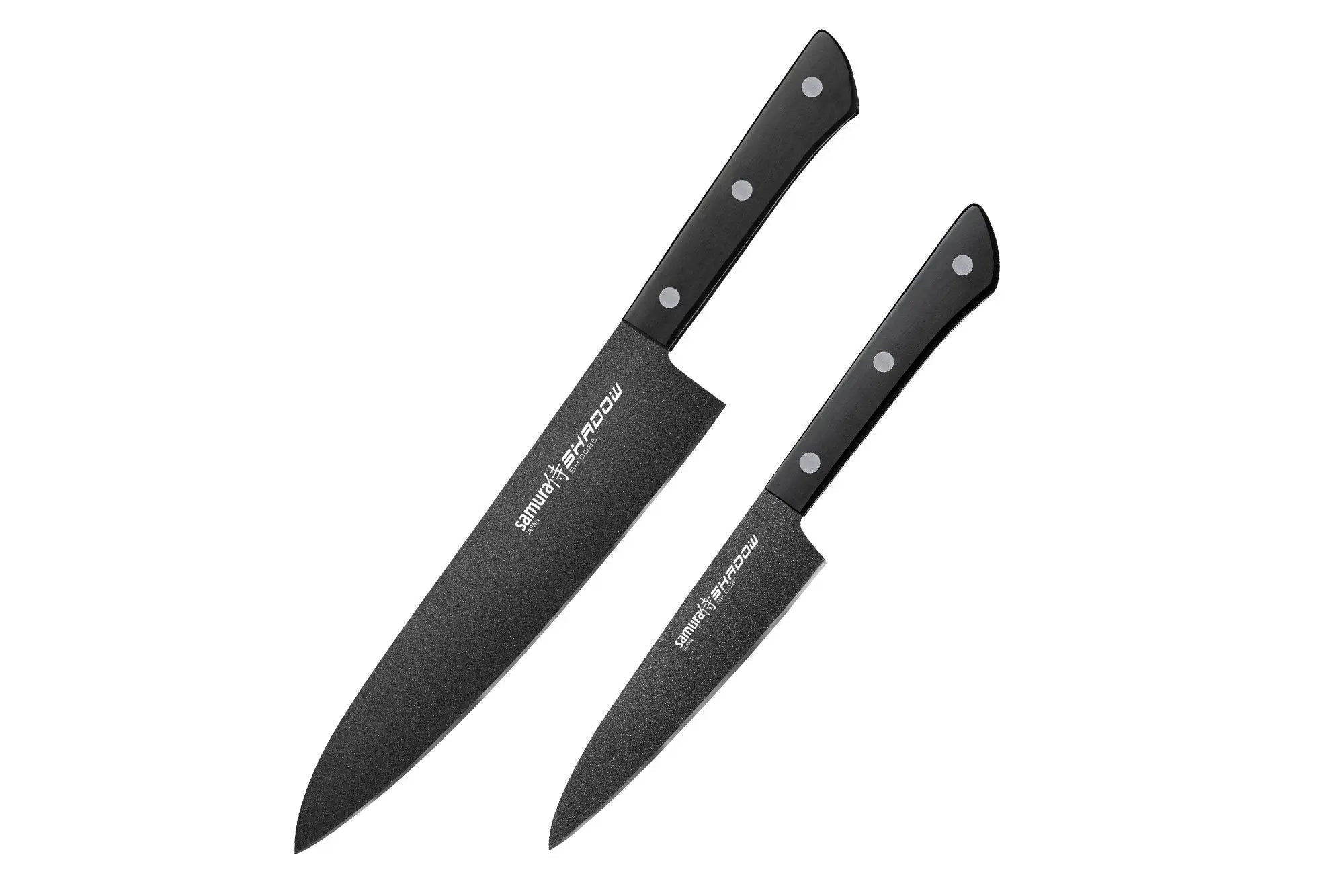 Samura SHADOW Set of 2 kitchen knives: Chef's knife, Utility knife with black non-stick coat - Norvic Knives